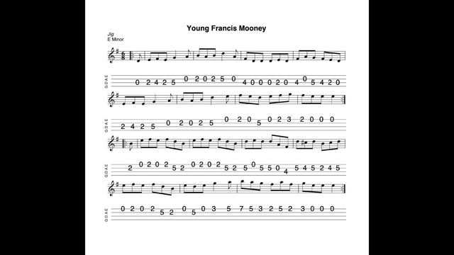 Young Francis Mooney - A Jig In E Minor Tabbed For Mandolin And Played By Aidan Crossey