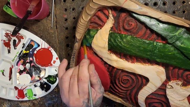 Painting the Dremel Wood carving The 2d Panda bear scene. Story time. Final. смотреть онлайн
