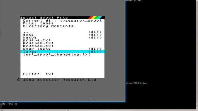 ZEsarUX emulator - Spool file to keyboard смотреть онлайн
