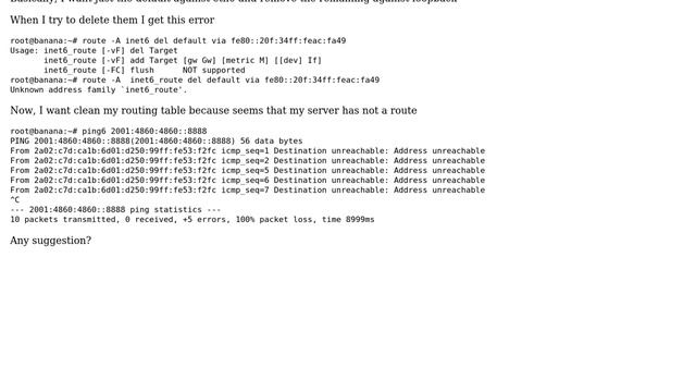 Unix & Linux: IPv6 delete route смотреть онлайн
