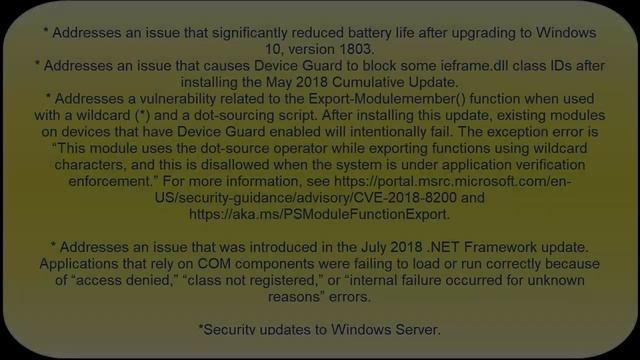 Cumulative Update for Windows 10 Version 1803 for x64 based Systems KB4343909 смотреть онлайн