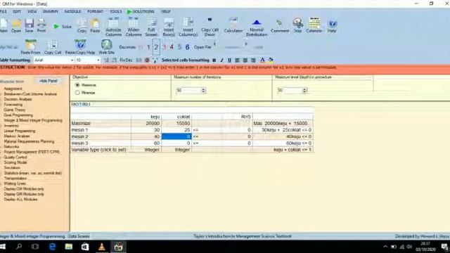 Modul integer programming soal no.3 (menggunakan POM FOR WINDOWS) смотреть онлайн