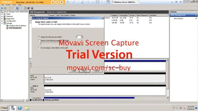 Setting up a striped volume in Windows Server 2008 смотреть онлайн