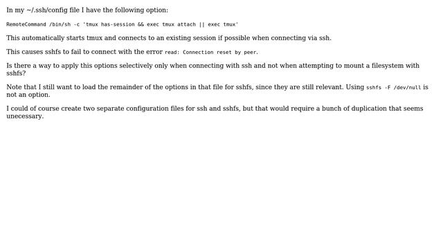 Is it possible to have conditional options in ~/.ssh/config based on the calling application (ssh смотреть онлайн