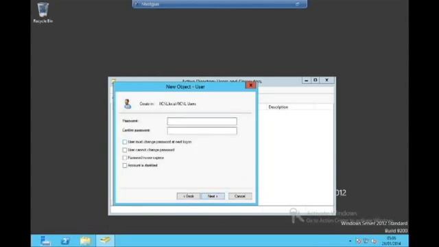 Creating and deleting user in Windows server 2012 Active directory смотреть онлайн