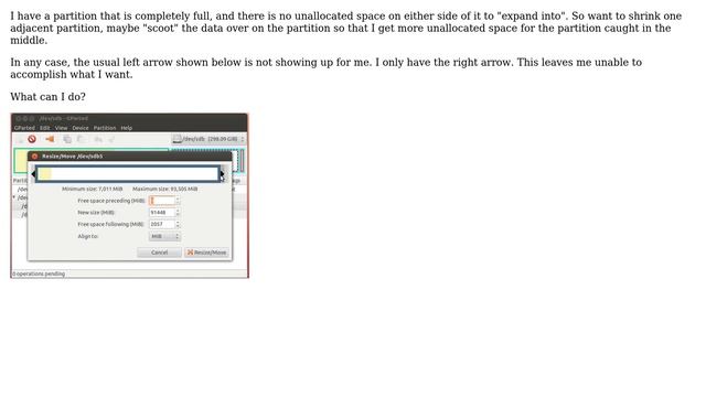 Can't shrink or move linux partition "leftward" in gparted смотреть онлайн