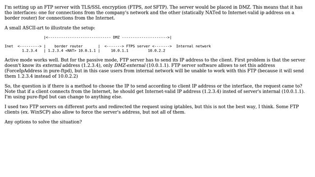 DevOps & SysAdmins: FTPS server in DMZ. Force different IP addresses for passive mode смотреть онлайн