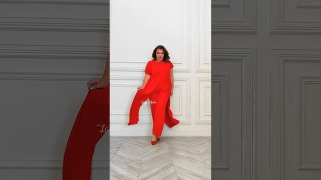 Костюм брючный "ласточка" палаццо с длинным верхом с запАхом смотреть онлайн