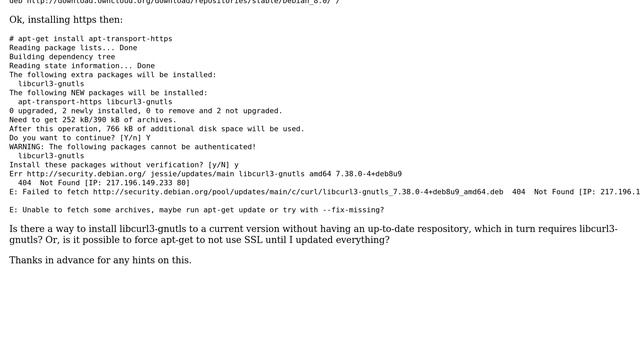 Unix & Linux: Debian apt-get forces https tho there are no SSL sources смотреть онлайн