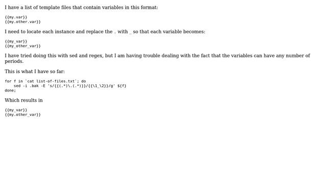 Unix & Linux: Replace each instance of a character in variable names across multiple files смотреть онлайн
