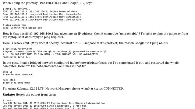 Ubuntu: Why is my network broken, although my computer has an IP address, and firewall disabled? смотреть онлайн