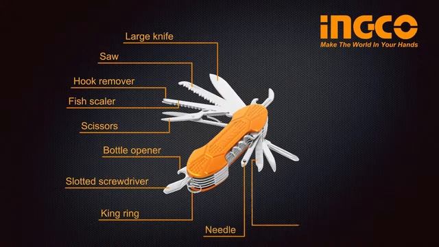 Ingco HMFK8158 15 in 1 Multi Function Knife / Multi Tool смотреть онлайн