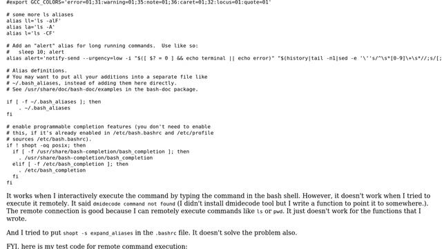 Bash function doesn't work for remote ssh command execution although interactive shell function... смотреть онлайн