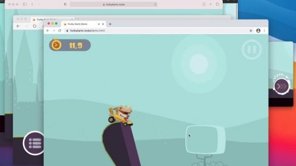 Funky Karts Demo on iPhone, Android, Mac M1 in Safari, Chrome, Firefox, Edge as Web Assembly/WASM/W