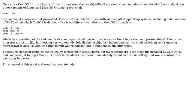 sudo in CentOS 6.1 does not preserve command aliases as sudo elsewhere does? (2 Solutions!!) смотреть онлайн