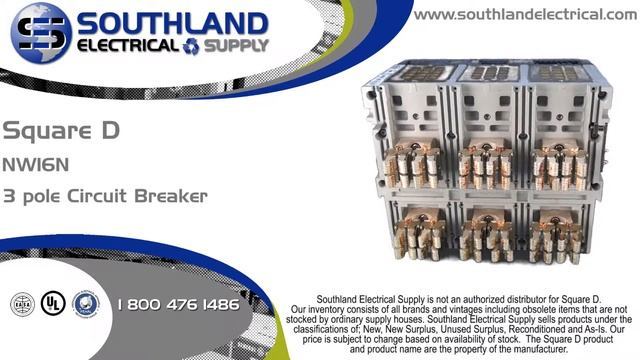 Square D NW16N, 1600 Amp, 600 Volt, 3 Pole Circuit Breaker смотреть онлайн