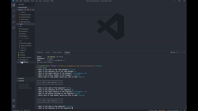 Team Profile Generator Walkthrough