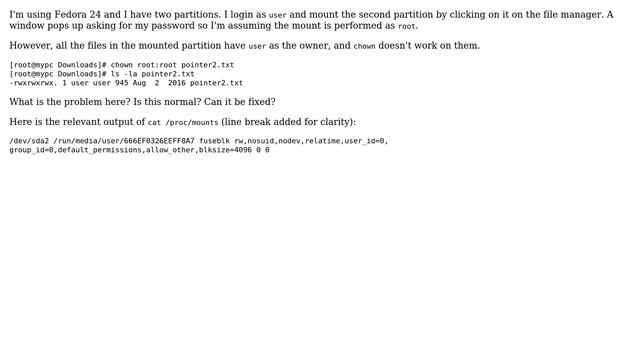 Unix & Linux: chown not working in mounted partition смотреть онлайн