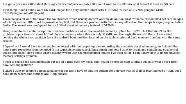 Configuring DRAM size when compiling an ARM (linux-sunxi) kernel for an allwinner a10 tablet смотреть онлайн