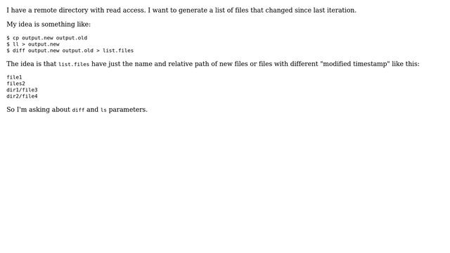 Unix & Linux: Use diff and ls to detect files that changed in remote folder смотреть онлайн
