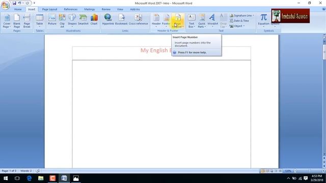 Microsft Word 2007 bangla basic tutorial part 6 - How To Use Header, Footer, Insult Page Number смотреть онлайн