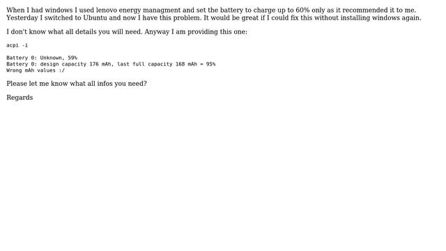 Lenovo Laptop won't charge above 59%, Elementary Os Freya (Ubuntu 14.04 LTS based I hope) смотреть онлайн