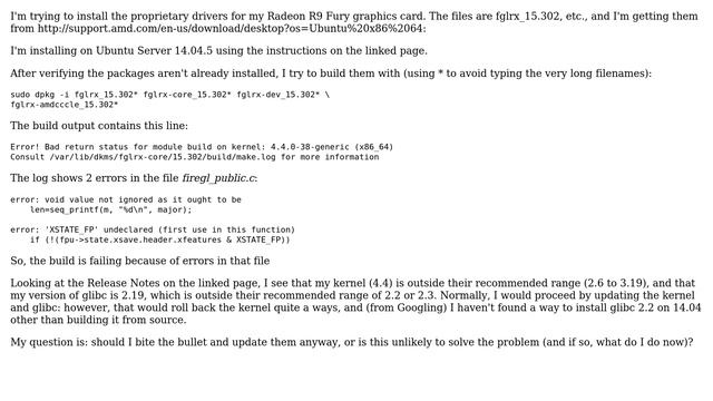 Unix & Linux: AMD Catalyst 15.302 Build Failure on Ubuntu Server 14.04.05 смотреть онлайн