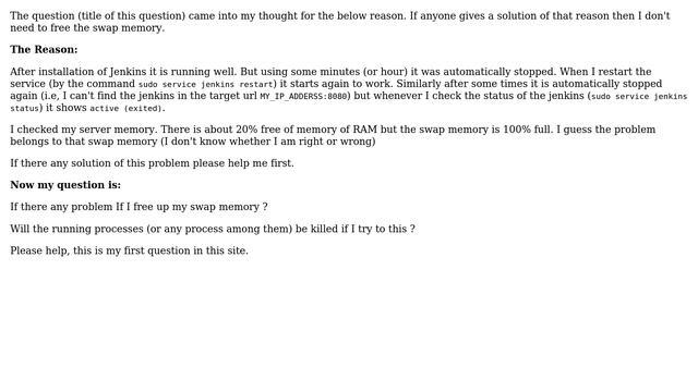 Will any running process be killed if I free the swap memory from my Ubuntu server? смотреть онлайн