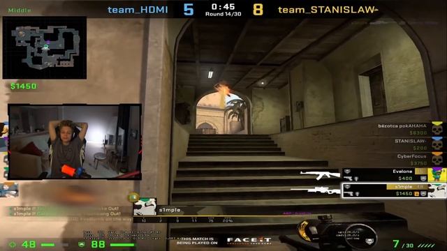 СИМПЛ БОМБИТ на всех \ POKA, S1MPLE, EVELONE, STANISLAW9 и CYBERFOCUS потеют на FACEIT'e