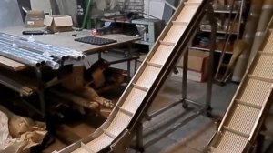 Конвейер L образный модульная лента с толкателями