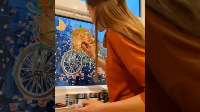 Spring acrylic window art design "Share, Love, Create, Inspire" London, spring 2023 смотреть онлайн