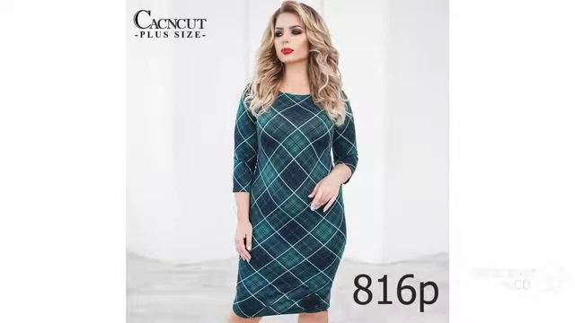 Одежда AliExpress - Платье деловое модельное в клетку смотреть онлайн
