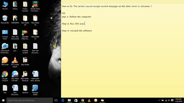 The service cannot accept control messages at this time' error in Windows 7,windows 8,windows 10 смотреть онлайн