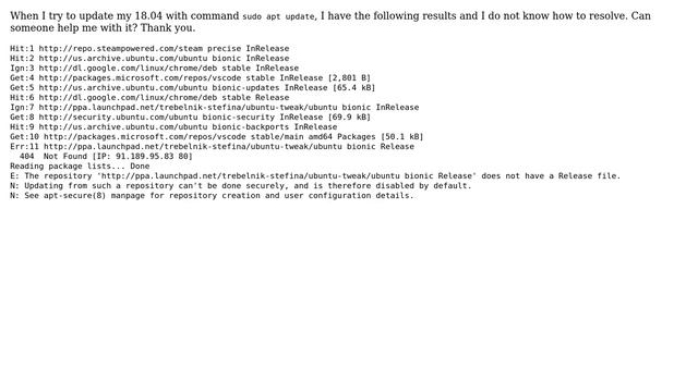 Ubuntu 18.04 cannot update смотреть онлайн