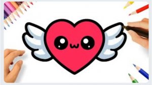 КАК ЛЕГКО НАРИСОВАТЬ КАВАИЙНОЕ СЕРДЦЕ С КРЫЛЬЯМИ ❤️