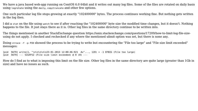 Unix & Linux: Log file not growing beyond a size. Why? смотреть онлайн