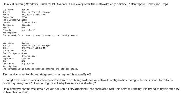 Windows Network Setup Service (NetSetupSvc) service starts and stops every hour? смотреть онлайн