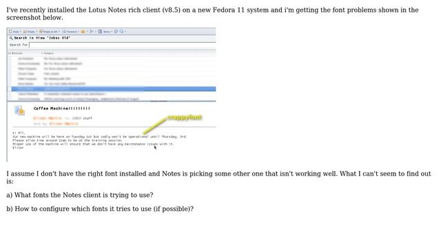 Font Problems With Lotus Notes Client On Fedora 11 (2 Solutions!!)