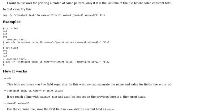 Unix & Linux: awk print a match only if last record before other match (3 Solutions!!) смотреть онлайн