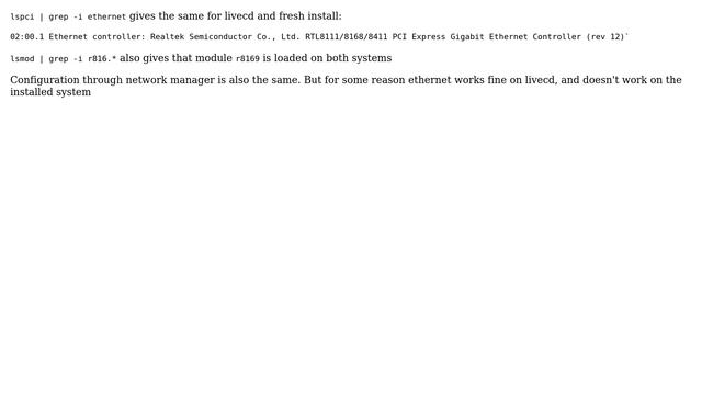 Fedora 23 realtek ehternet works on livecd, but doesn't on a fresh install смотреть онлайн