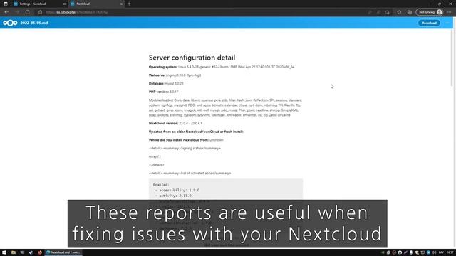 How to generate a System report in Nextcloud смотреть онлайн