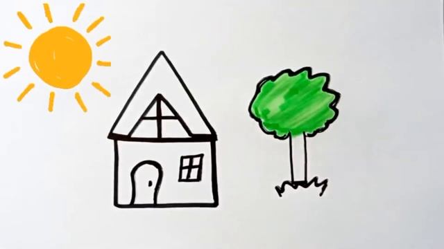 Drawing A Picture House For Children рисуем картинка дом для детей Bolalar Uchun Uy Rasmini Chizish