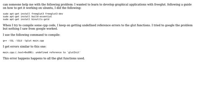 Ubuntu: freeglut undefined references смотреть онлайн