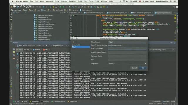 Filter logCat - Android Studio смотреть онлайн
