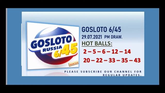 29.07.2021 | Gosloto 6/45 🇷🇺 PM Draw Lotto Predictions for today | Russian Lotto 🇷🇺 | BOOOM 💥 смотреть онлайн