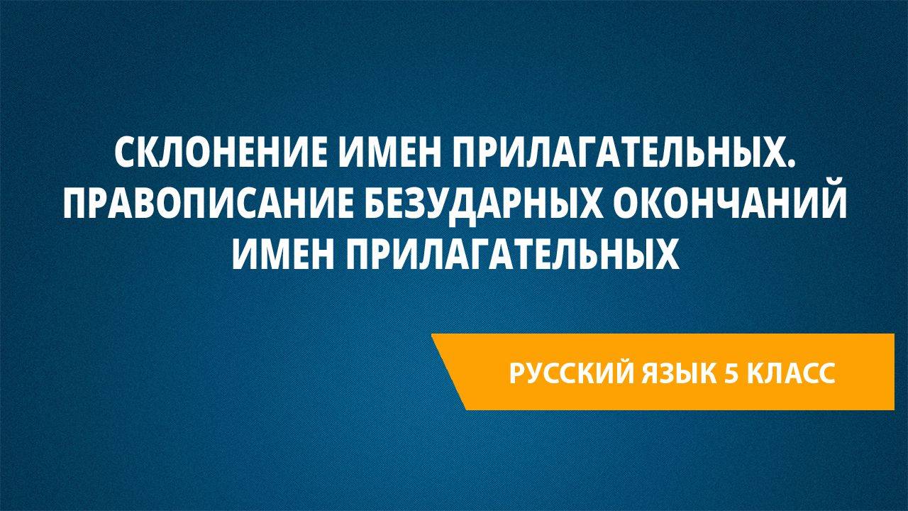 Урок 18. Склонение имен прилагательных. Правописание безударных окончаний имен прилагательных