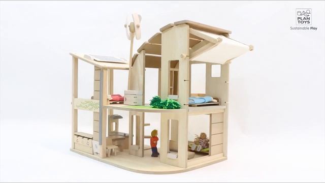 Деревянный кукольный домик Эко с мебелью 46х56х57 см, Plan Toys, 7156, Игроландия смотреть онлайн