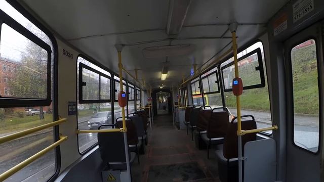 Трамвай "5036 по 48, извивается под ж/д мостом" в СПб 12-**: ЛВС-86К-М 5036 по №48 (17.10.22) смотреть онлайн