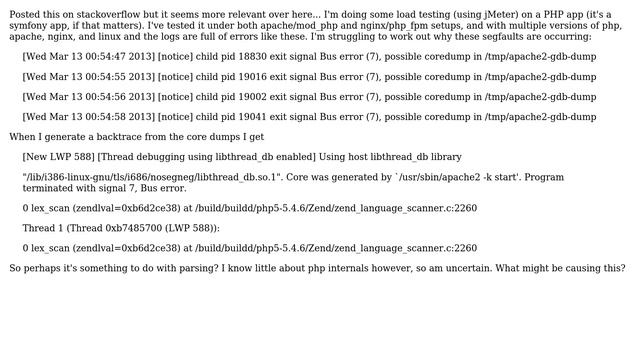DevOps & SysAdmins: What would cause a PHP app to segfault intermittently under load? смотреть онлайн