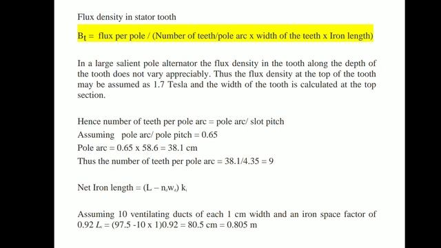 Solved Numerical Examples Design Of Synchronous Machine-II